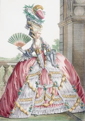 グランドローブアラフランセ、ヴォイサードによって刻まれた、「Galeries des Modes et Costumes Francais」のプレート、c.1778-87